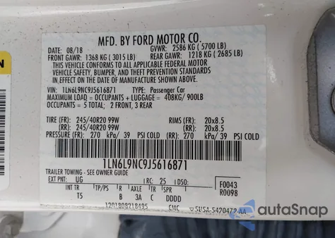 2018 Lincoln Continental Reserve from USA, damaged, VIN 1LN6L9NC9J5616871